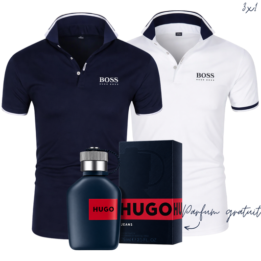 OFFRE 3 POUR 1 – 2 Polos Premium + Parfum GRATUIT